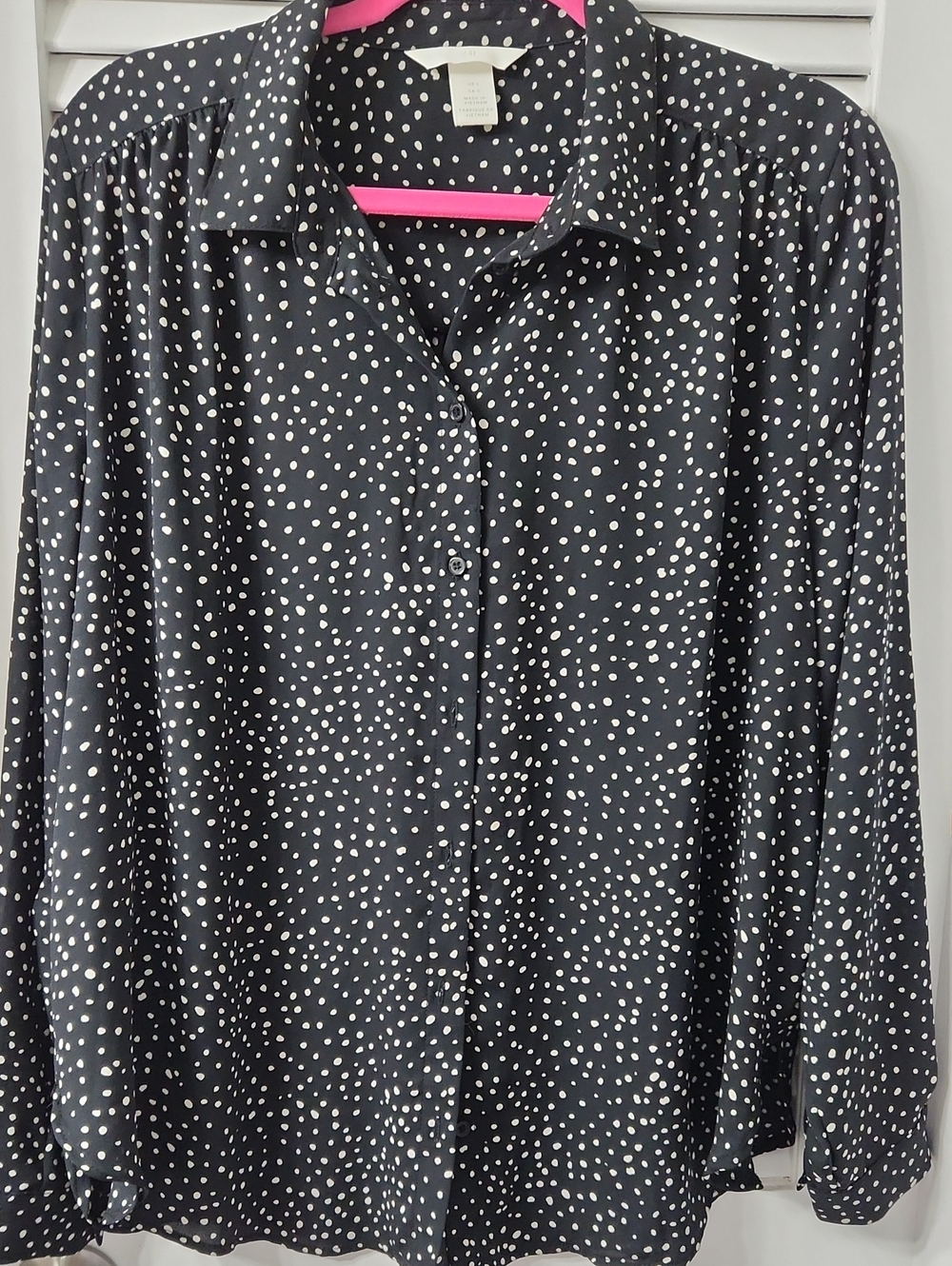 H&M Black and White Polka Dot Button-Up Blouse